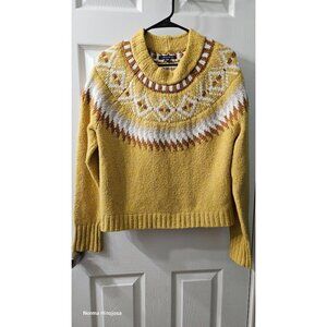 American Eagle Yellow Fair Isle Knit Sweater M/M Acrylic & Cotton Blend